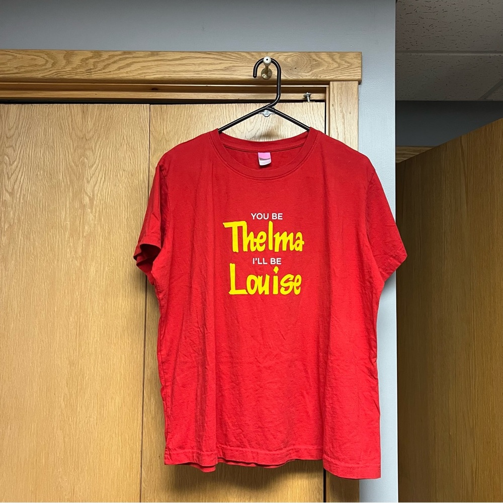 Red Short Sleeve Graphic Tee - "You Be Thelma I'll Be Louise"